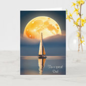 月光の中の父の日の帆船 カード (黄色い花)