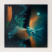 月光の中の繁栄うさぎ ジグソーパズル (横)