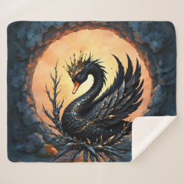 月光の優雅な黒曜のスワン。黄昏にて シェルパブランケット