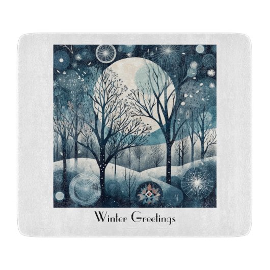 月光の北欧の森林、カスタマイズ可能 カッティングボード (正面)