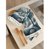 月光の北欧の森林、カスタマイズ可能 キッチンタオル