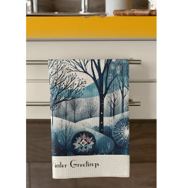 月光の北欧の森林、カスタマイズ可能 キッチンタオル