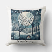 月光の北欧の森林、カスタマイズ可能 クッション (正面)