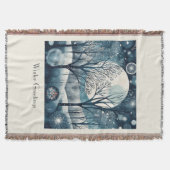 月光の北欧の森林、カスタマイズ可能 スローブランケット (正面)