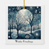 月光の北欧の森林、カスタマイズ可能 セラミックオーナメント (裏面)