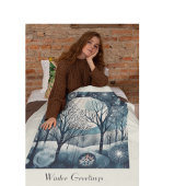 月光の北欧の森林、カスタマイズ可能 フリースブランケット