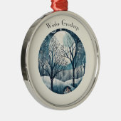 月光の北欧の森林、カスタマイズ可能 メタルオーナメント (右)