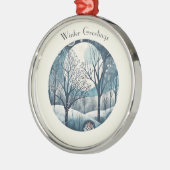 月光の北欧の森林、カスタマイズ可能 メタルオーナメント (左)