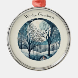 月光の北欧の森林、カスタマイズ可能 メタルオーナメント
