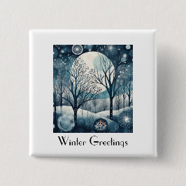 月光の北欧の森林、カスタマイズ可能 缶バッジ