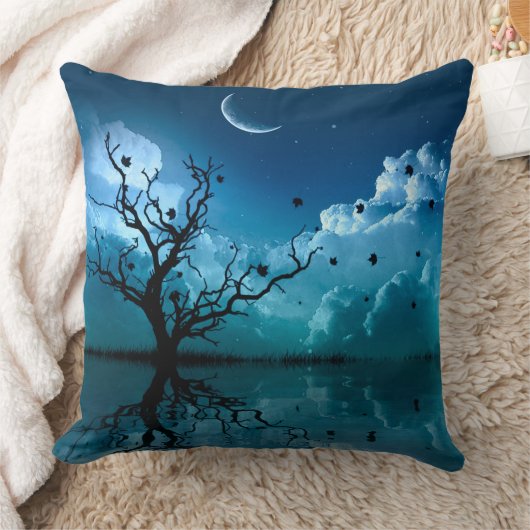 月光の反射の風光明媚な夜空のPIllow クッション (ブランケット)