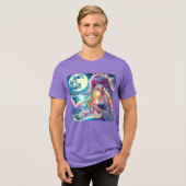 月光の妖精と虹色の人魚が歌うアニメ少女 トライブレンドＴシャツ (正面全面)