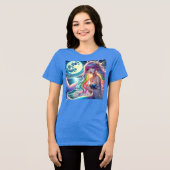 月光の妖精 虹色の人魚 アニメ少女の歌 トライブレンドTシャツ (正面全面)