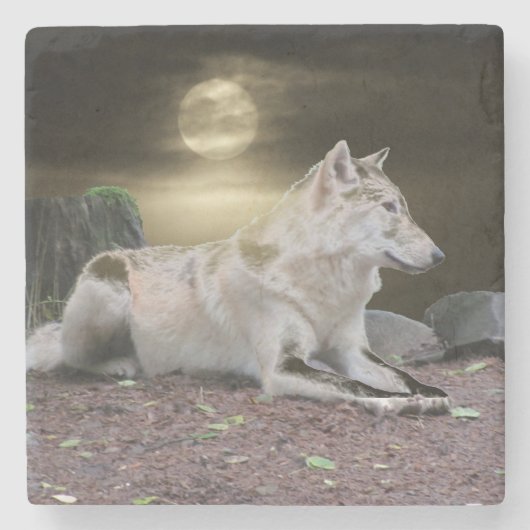月光の幽霊のオオカミ ストーンコースター (正面)
