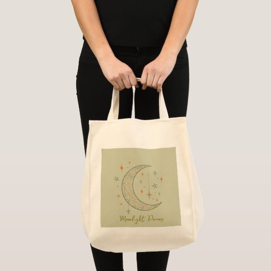 月光の旅:月と星の食料品トート トートバッグ (正面(商品))