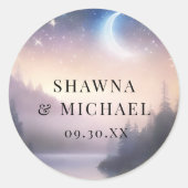 月光の星空湖幻想エレガントウェディング ラウンドシール (正面)
