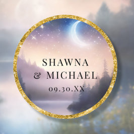 月光の星空湖幻想エレガントウェディング ラウンドシール