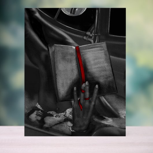 月光の木炭ブックラバークリムゾンウォールアート アクリルサイン (ニュートラル)