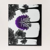 月光の森に咲く魅惑の紫の木 ジグソーパズル (縦)