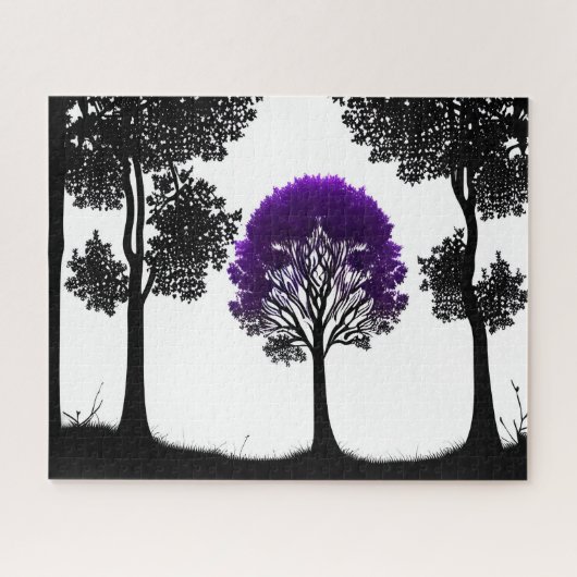 月光の森に咲く魅惑の紫の木 ジグソーパズル (横)
