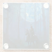 月光の森の神秘的な黒騎士 ガラスコースター (裏面)