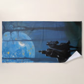 月光の森の神秘的な黒騎士 ビーチタオル (正面)