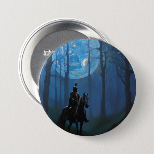 月光の森の神秘的な黒騎士 缶バッジ (正面&裏面)