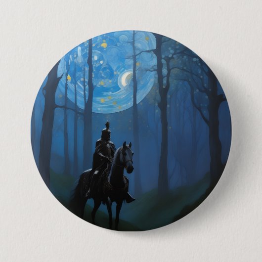 月光の森の神秘的な黒騎士 缶バッジ (正面)