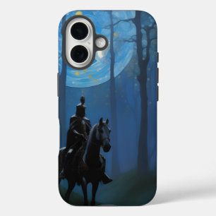 月光の森の神秘的な黒騎士 iPhone 16ケース