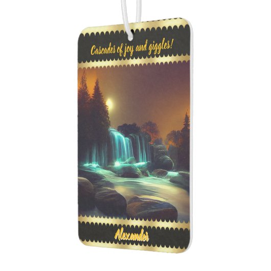 月光の滝の夜景 カーエアーフレッシュナー (左)