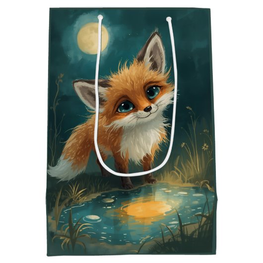 月光の狐、夜の森 ミディアムペーパーバッグ (裏面)