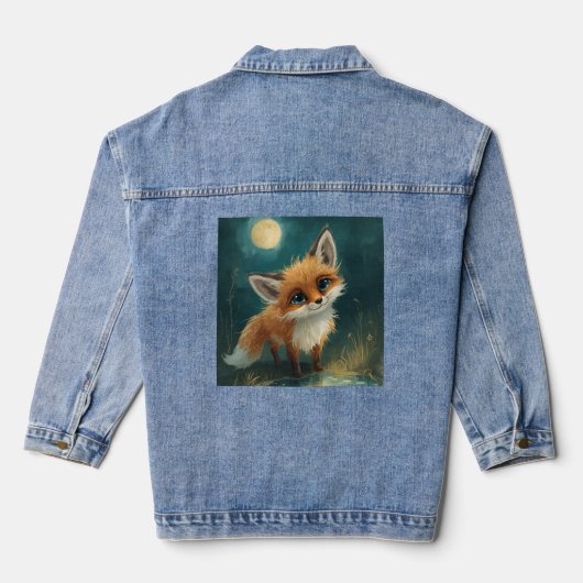 月光の狐、夜の森Tシャツ デニムジャケット (裏面)
