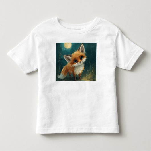月光の狐、夜の森Tシャツ トドラーTシャツ (正面)