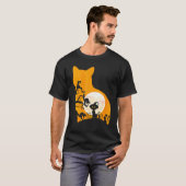 月光の猫魔女 ハロウィン 黒猫 淑女 Tシャツ (正面フル)