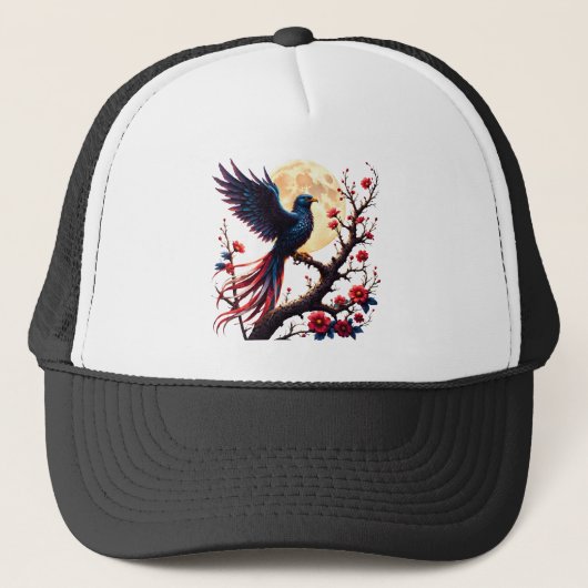 月光の紅翼 — 神秘的な幻想の鳥 キャップ (正面)