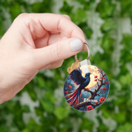月光の紅翼 — 神秘的な幻想の鳥 キーホルダー
