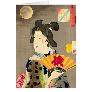 月光の芸者の日本語Woodblock Ukiyo-e