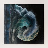 月光の輝きの中の津波。 ジグソーパズル (横)