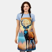 月光の鹿の姿勢 エプロン (着用した状態)