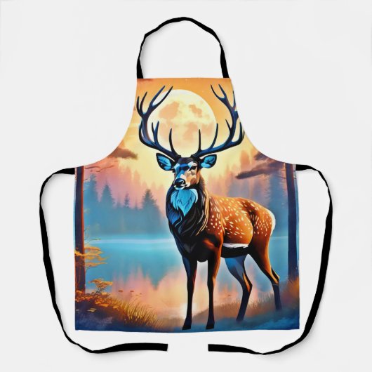月光の鹿の姿勢 エプロン (正面)