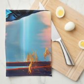 月光の鹿の姿勢 キッチンタオル (四つ折り)