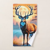 月光の鹿の姿勢 バスタオルセット (ハンドタオル)