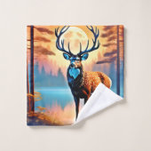 月光の鹿の姿勢 バスタオルセット (ウォッシュタオル)