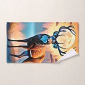 月光の鹿の姿勢 バスタオルセット (ハンドタオル)