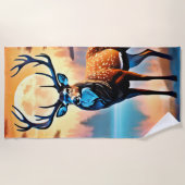 月光の鹿の姿勢 ビーチタオル (正面)