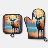 月光の鹿の姿勢 鍋つかみ&鍋敷きセット (正面)