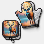 月光の鹿の姿勢 鍋つかみ&鍋敷きセット (正面/裏面)