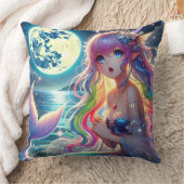 月光を歌うアニメガールPixie Rainbow Mermaid クッション (ブランケット)