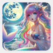 月光を歌うアニメガールPixie Rainbow Mermaid スクエアシール (正面)