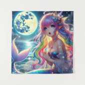 月光を歌うアニメガールPixie Rainbow Mermaid タペストリー (正面)